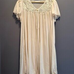 Miss Elaine Vintage Peignoir Nightgown Womens Size S Ivory Lace Romantic